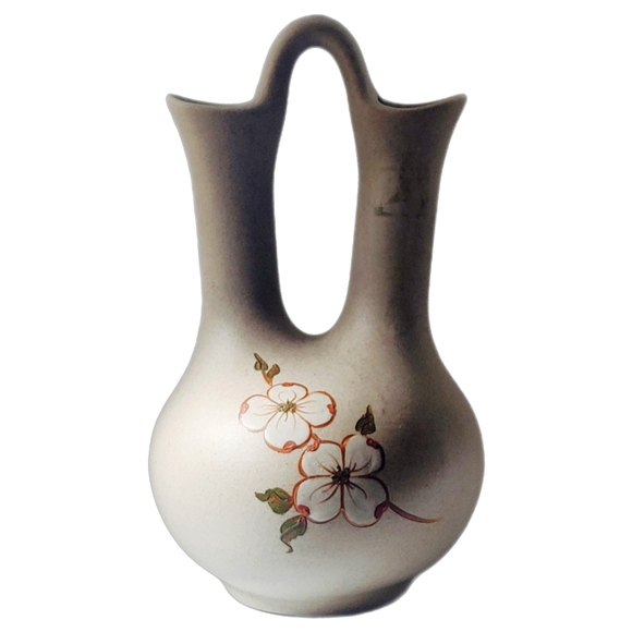 Elegant MCM-Style Pigeon Forge Pottery Ceremony Vase Adorned with Dogwoods - Picture 2 of 6
